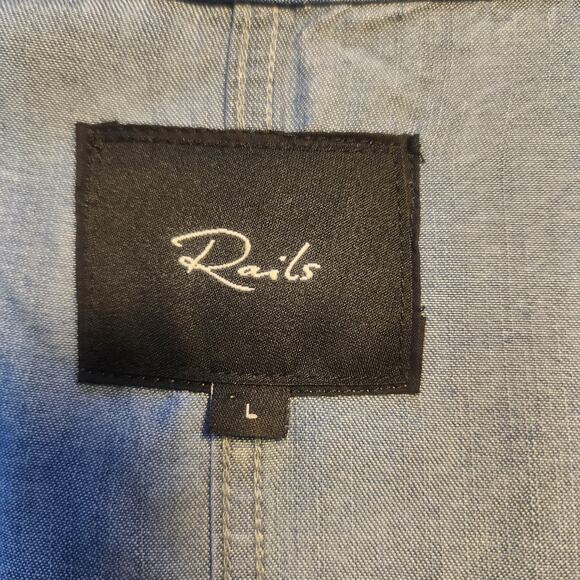 Rails Dress Womens L Mel Drop Waist Denim Fringe vintage wash cowgirl southwest - Picture 3 of 11